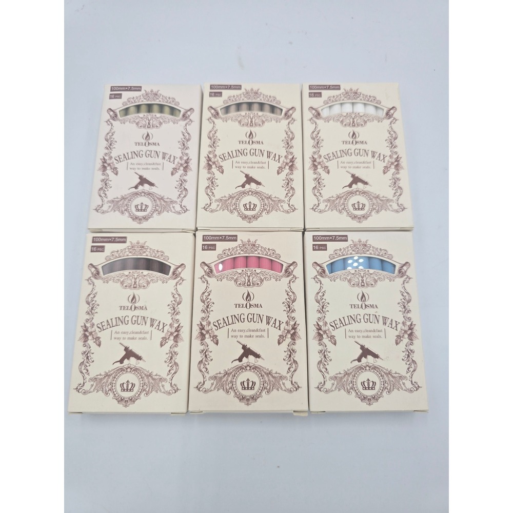 Telosma Sealing Gun Wax Sticks Lot of 6 Packs 96pcs Gold Silver Pink Blue White